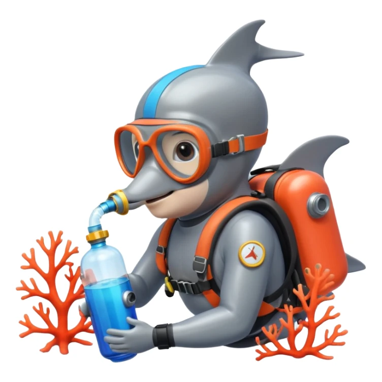 A brave dolphin in diver mask and oxygen tank, exploring coral with a waterproof camera.

 sticker