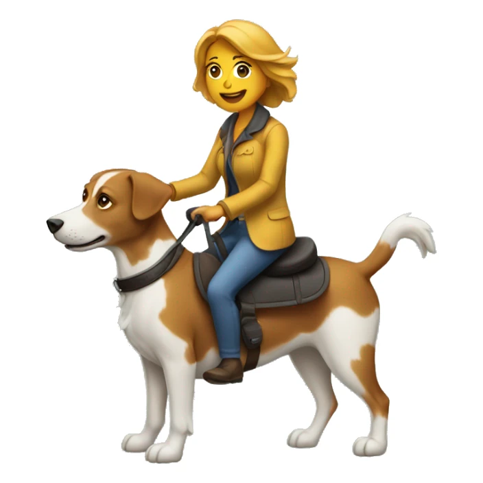 A Woman riding on a dog  sticker