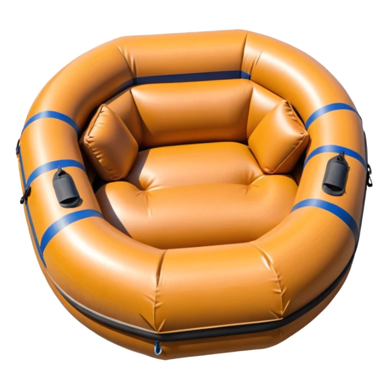 brown round inflatable boat with several seats around the perimeter sticker
