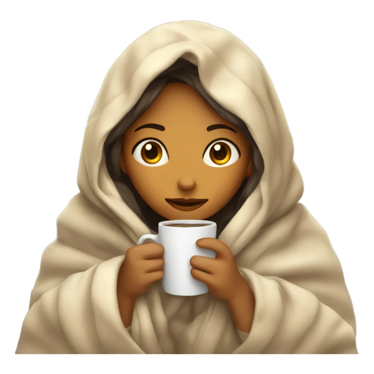 girl inside a blanket sipping coffee eyes closed sticker