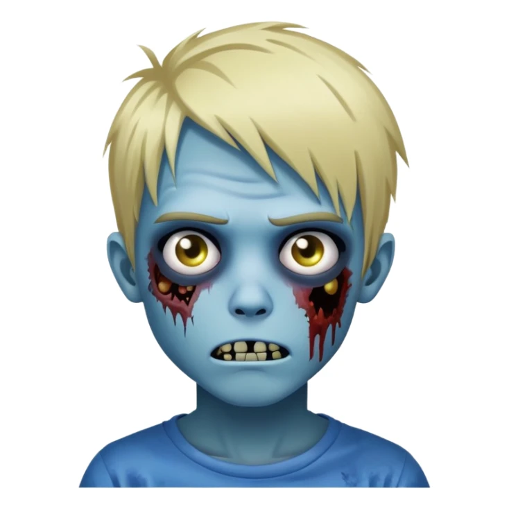 boy zombie with blonde emo hair and blue skin sticker