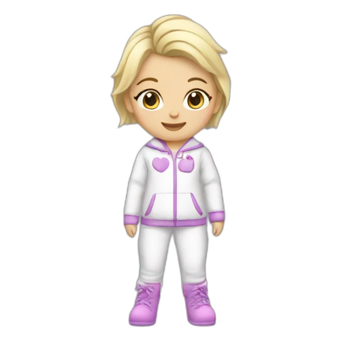 Bébé blonde en pijama blanc et des bottes mauve  sticker