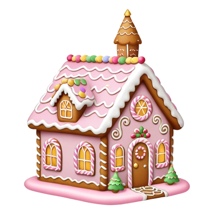 light pink and gold and white gingerbread house sticker