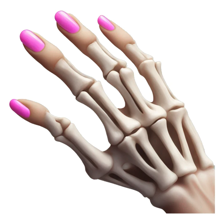 Skeleton hand 5 fingers with pink polish nails minimalistic  sticker