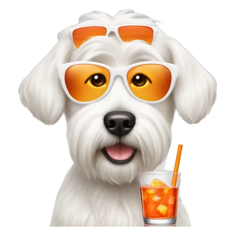 White dog Maltesa with a Aperol spritz  sticker