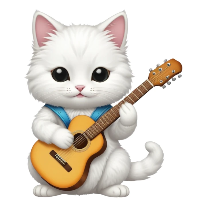 un gatto bianco che suona la chitarra sticker