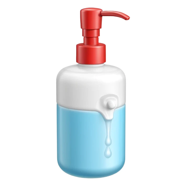 foam pump bottle object icon, soap dispenser with foam on top, glossy plastic, 3D cartoon, mobile game icon style, centered, clean background, no text, no watermark
 sticker