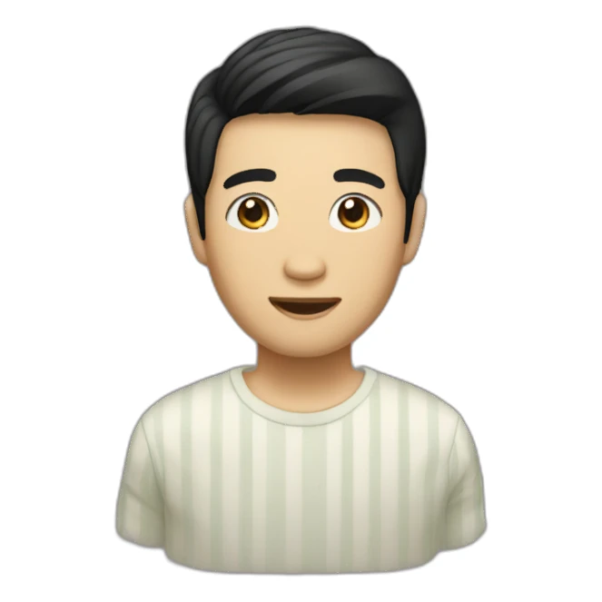 asian male with curtains haircut black hair sticker