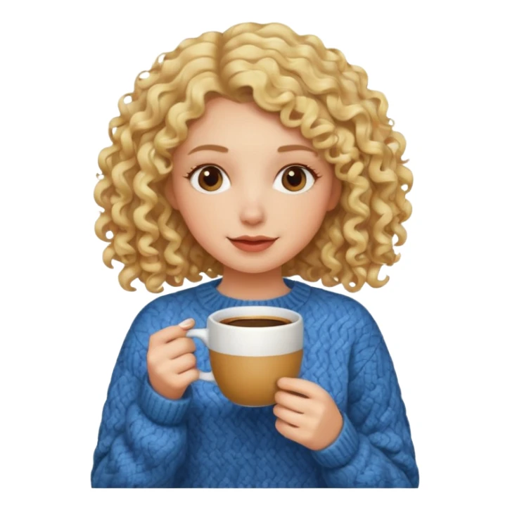curly blonde woman drink coffe sticker