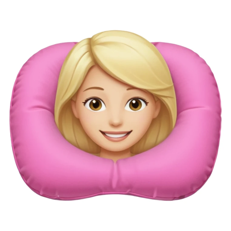 blonde woman using pink travel pillow  sticker