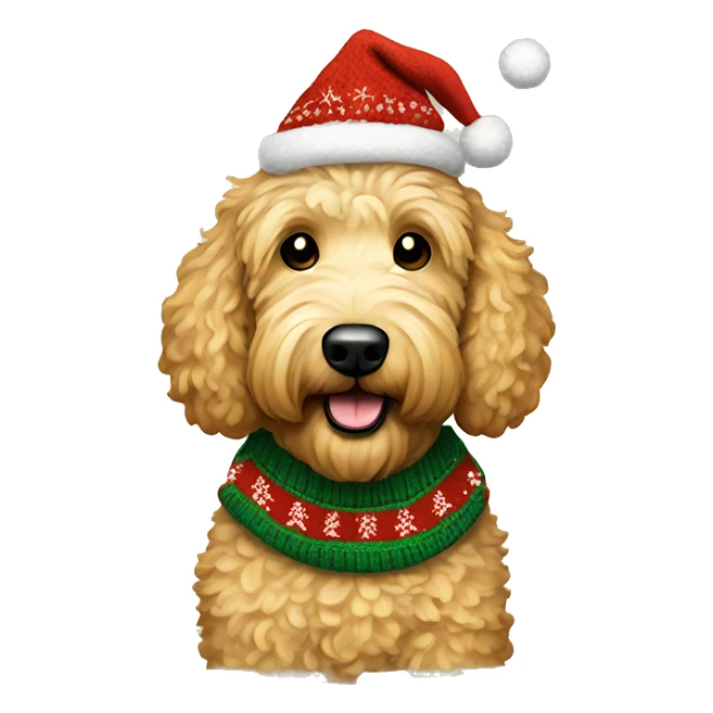 Golden doodle wearing christmas Sweater  sticker
