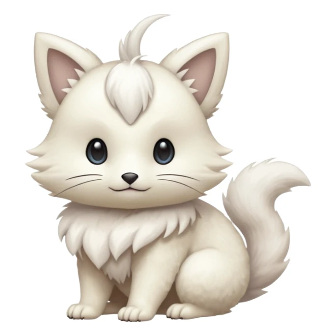 White furry romantic vintage antique divine beautiful elegant pretty precious cute young youthful  Fakémon-Pokémon-hybrid-creature sticker