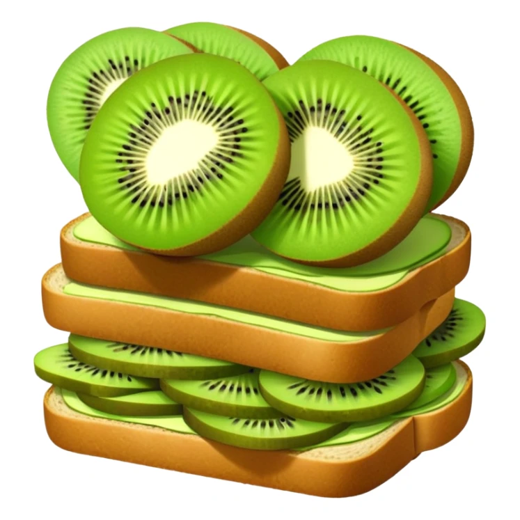 Kiwi sandwich with sliced kiwi fruit between bread slices sticker