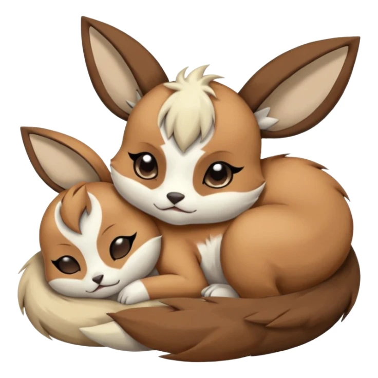 Animalistic tired sleeping snoozing snoring kawaii chibi sleepy happy glad somber mongral Meloetta-Absol-Eevee-Minccino-Gatomon-hybrid-fusion-animal sticker