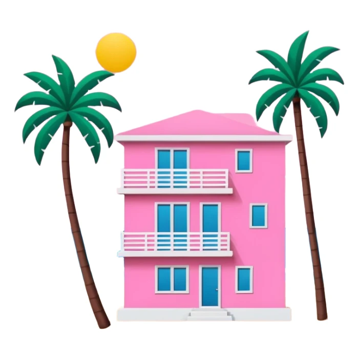 Matisse style pink SPAM Miami beach landscape sticker