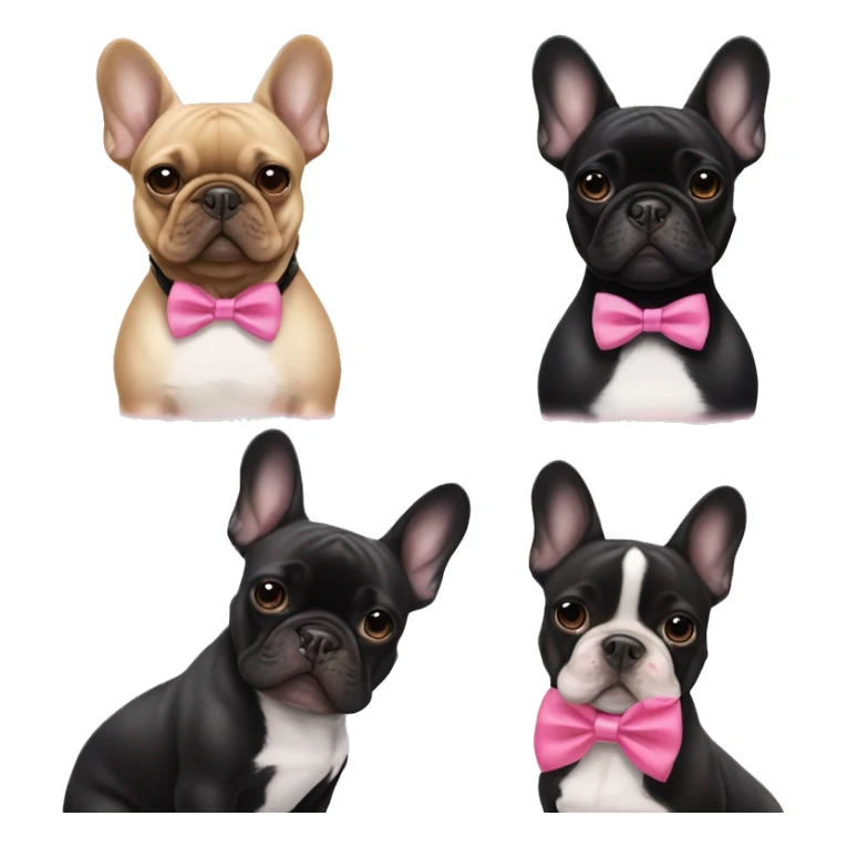 One black frenchie with pink bow second black frenchie with bow tie  sticker