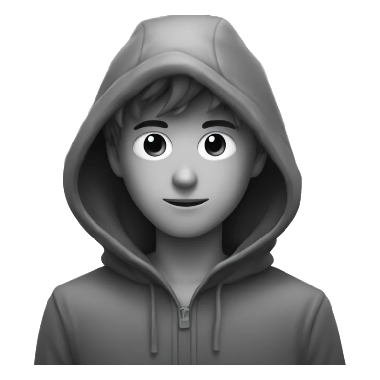 grayscale mysterious hooded boy in gloves sticker