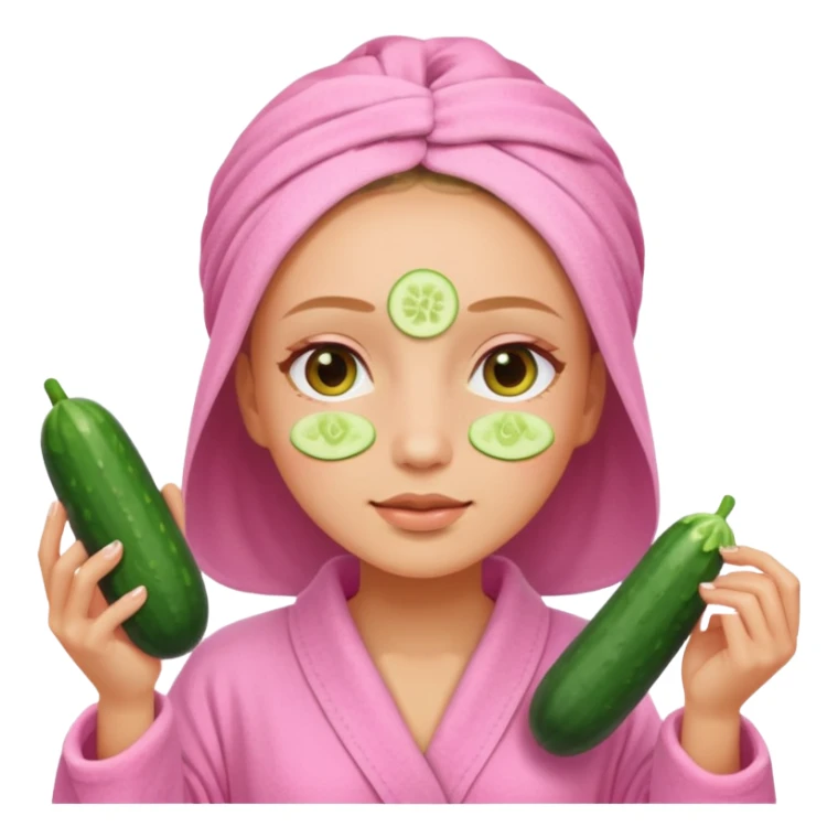 🧖‍♀️this with cucumber on her eyes at a spa and a pink robe sticker