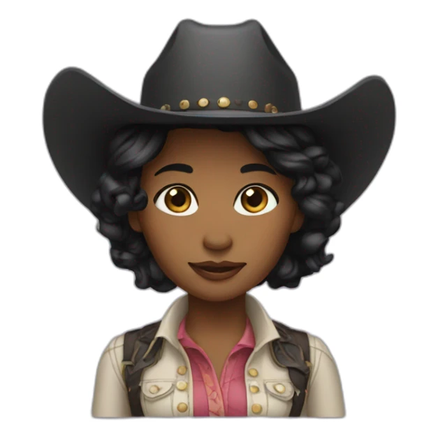 cowgirl black straight hair sticker