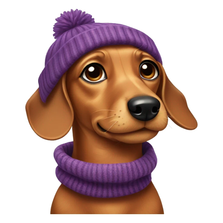 Dachshund wearing beanie and scarf sticker
