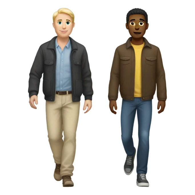 white skin man walking with his friend  sticker
