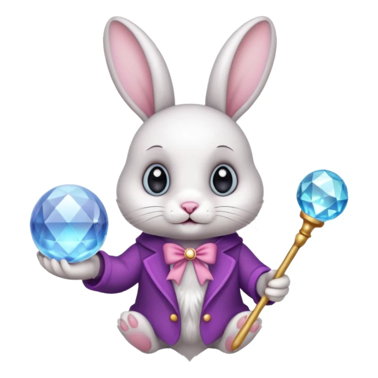 White bunny with wand and with crystal ball sticker