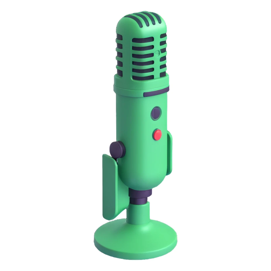 microphone recorder, green color, 3d style sticker