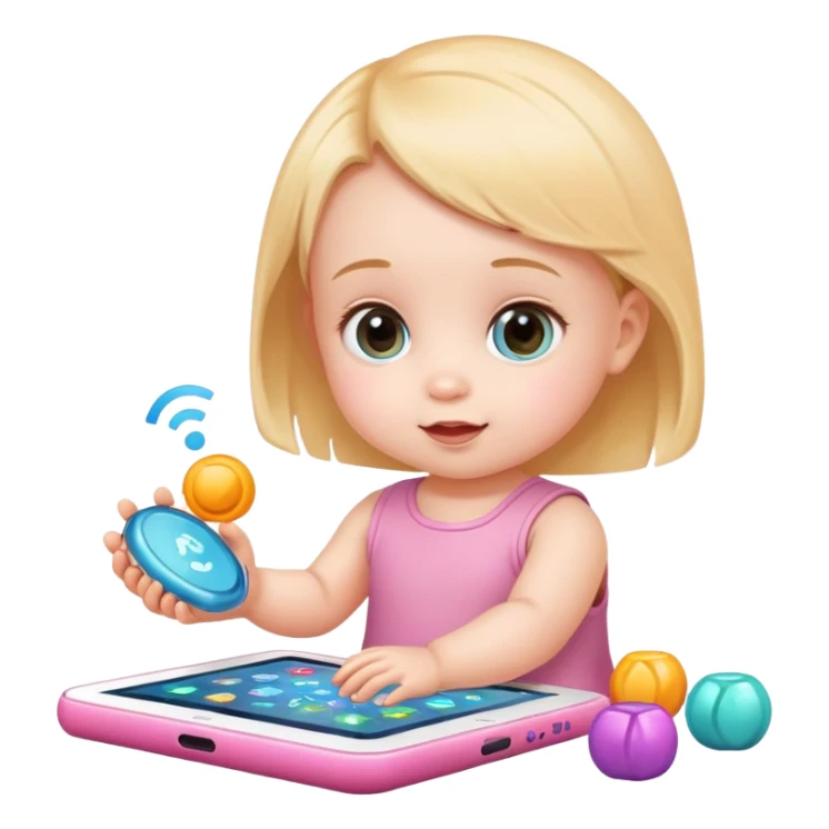 baby girl playing with ai tools  sticker