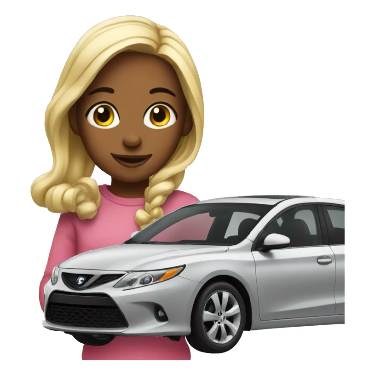 Girl with new car sticker