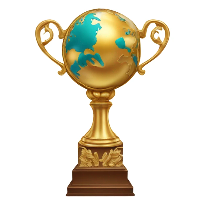 The world in the cup of huge golden trophy sticker