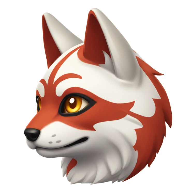 Red and white katsune head frowning sticker