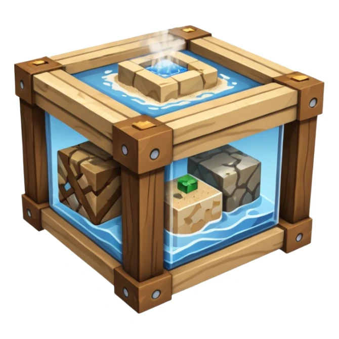 crafting table with tools, stone, wood, glass, sand, steam, water... like a minecraft style cube crafting table 100ù like a minecraft cube sticker