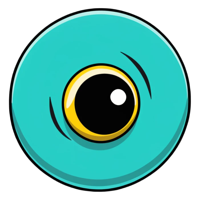 Cartoon eyeball with spiral dizzy effect and stars sticker