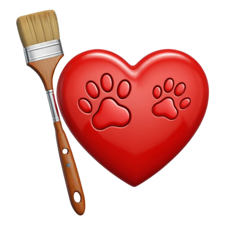 heart with a paw print and a paintbrush sticker