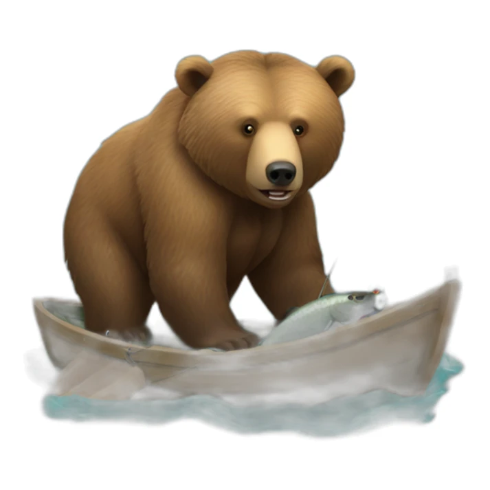 Grizzly bear with a fishing tod sticker