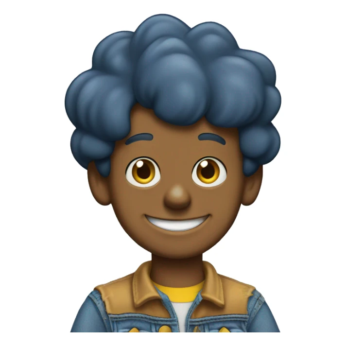 smiling boy in denim outfit. “The simpsons” like character  sticker