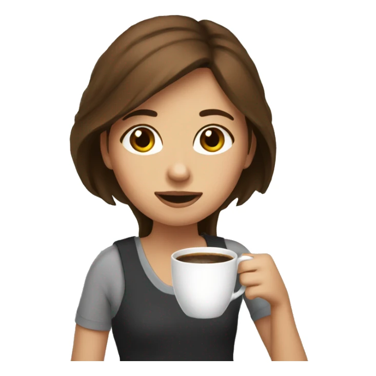 A girl with brown hair drinking coffee sticker