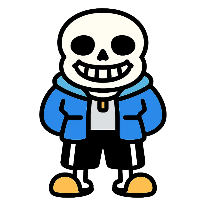 color outline icon of Sans the skeleton from Undertale sticker