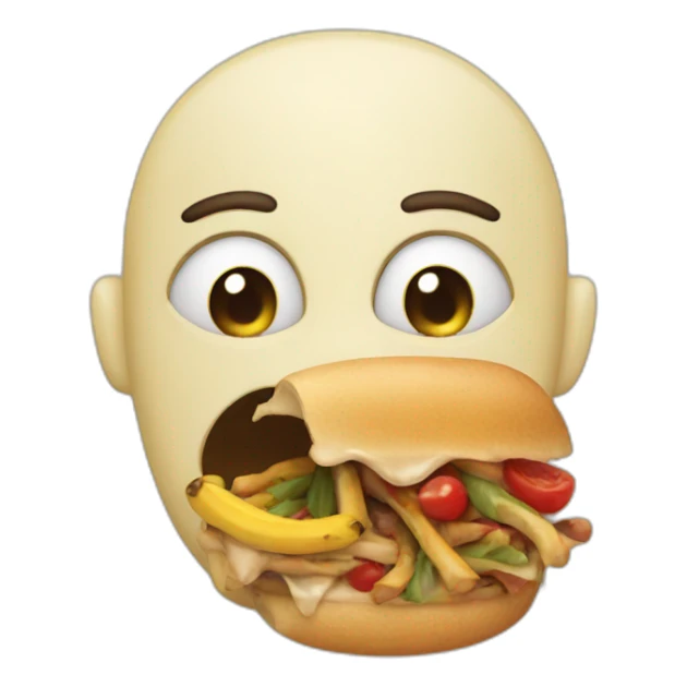 Face with dregs of food in its mouth sticker