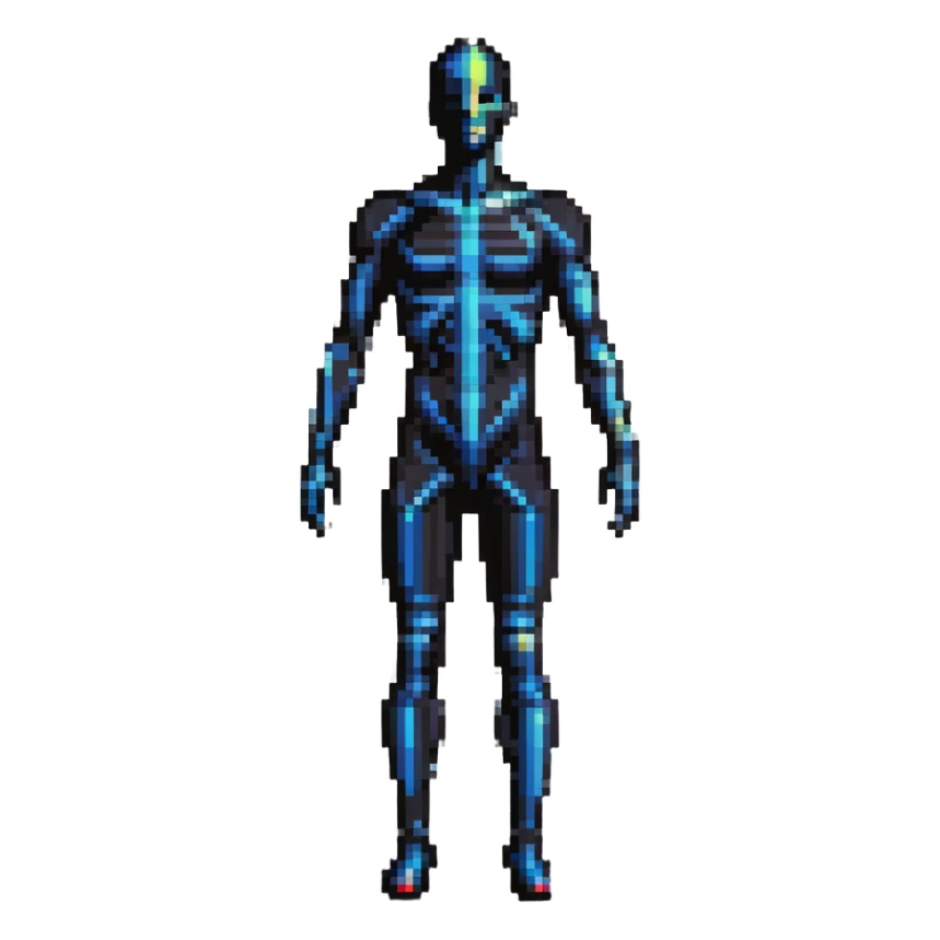 Human body silhouette with digital 3D scanning grid lines covering it, futuristic body scan sticker