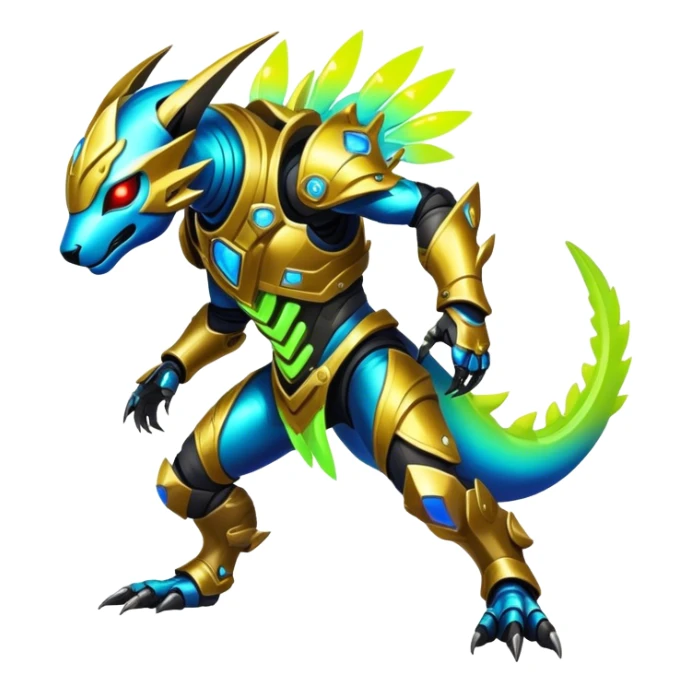 Shiny Epic Edgy Cool Colorful Vibrant Modern Vernid-Protogen-creature-animal, full body sticker