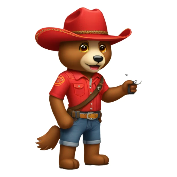 Oso rojo con sombrero de vaquero sticker