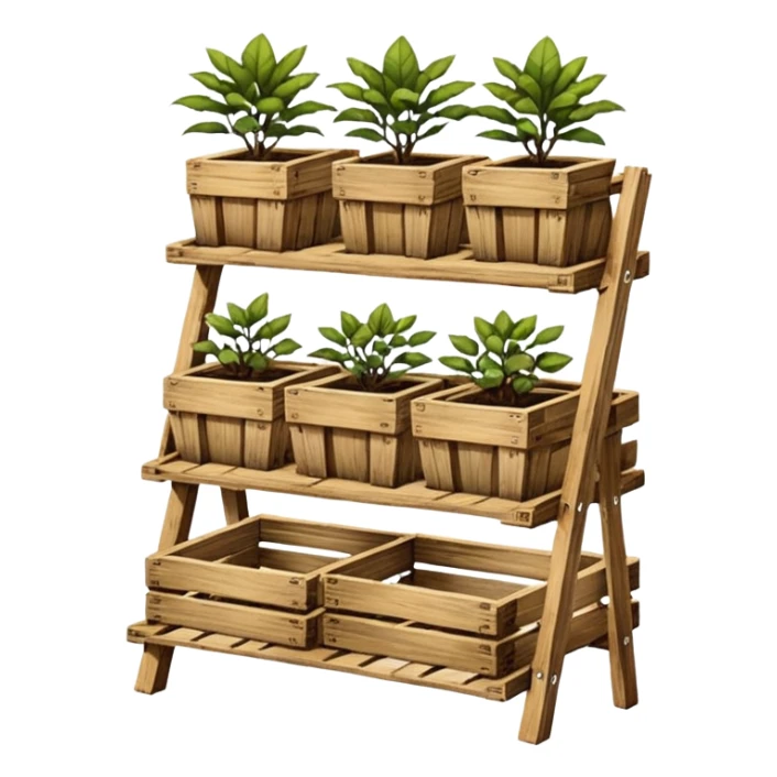 Plant racks made from the wood of old oak pallets  sticker