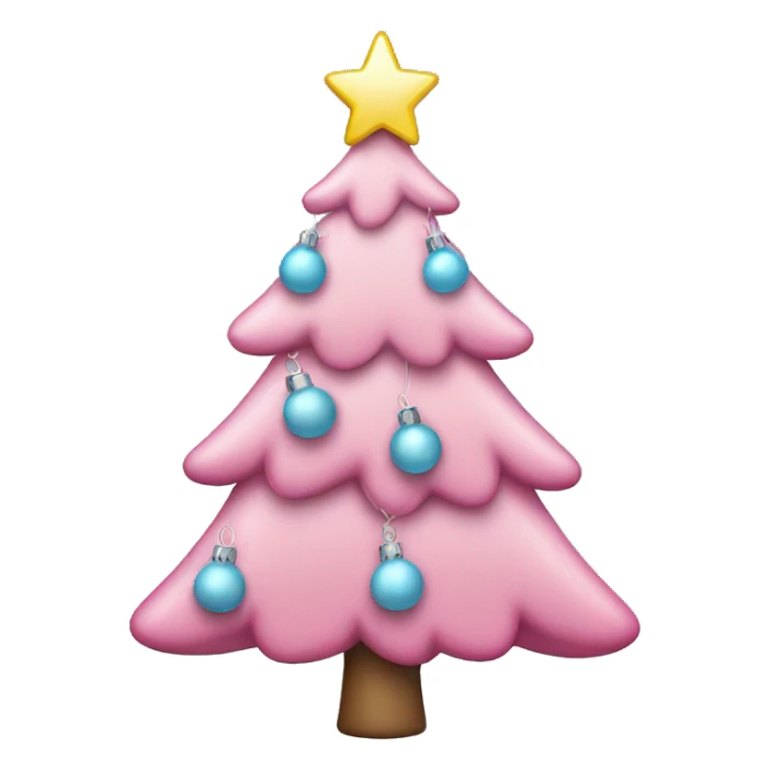 Pink Christmas tree with light blue ornaments and a pink star on top  sticker