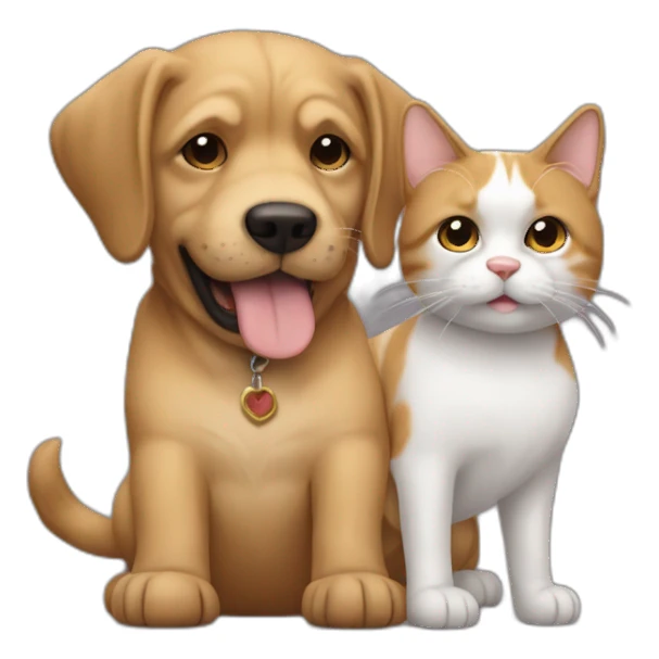 Chien qui fait un câlin à un chat  sticker