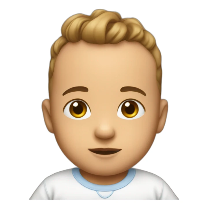 A baby wearing a big pipi Randy shirt sticker