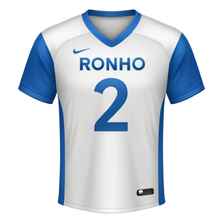White football jersey at the back with number 22 and my name RONIHO  sticker