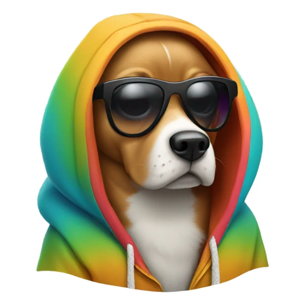 dog wearing a hoodie with sunglasses  sticker