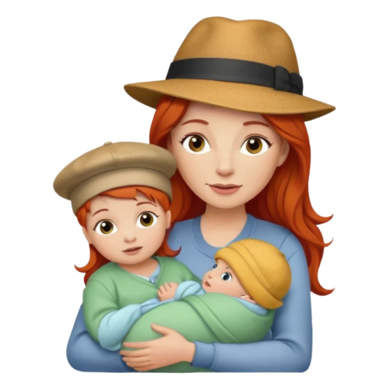 red haired Mother with Hats with her baby sticker