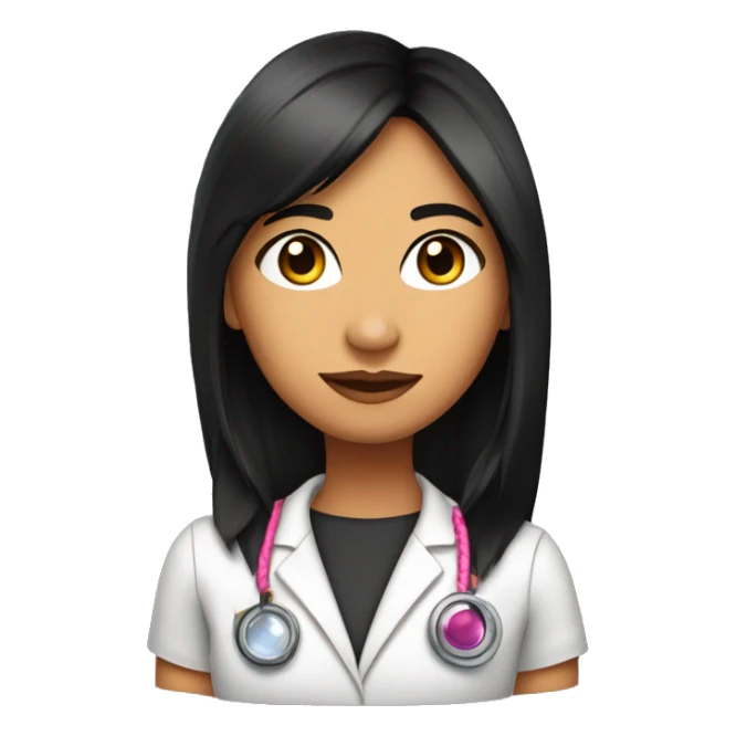  young beautiful Native American female idol scientist with feather earrings & long black hair with pink accents sticker